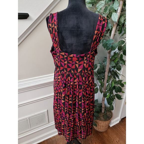 APT.9 Flared Dress Women Large Multi Geometric Print Pleated Skirt Surplice Neck - Picture 4 of 13